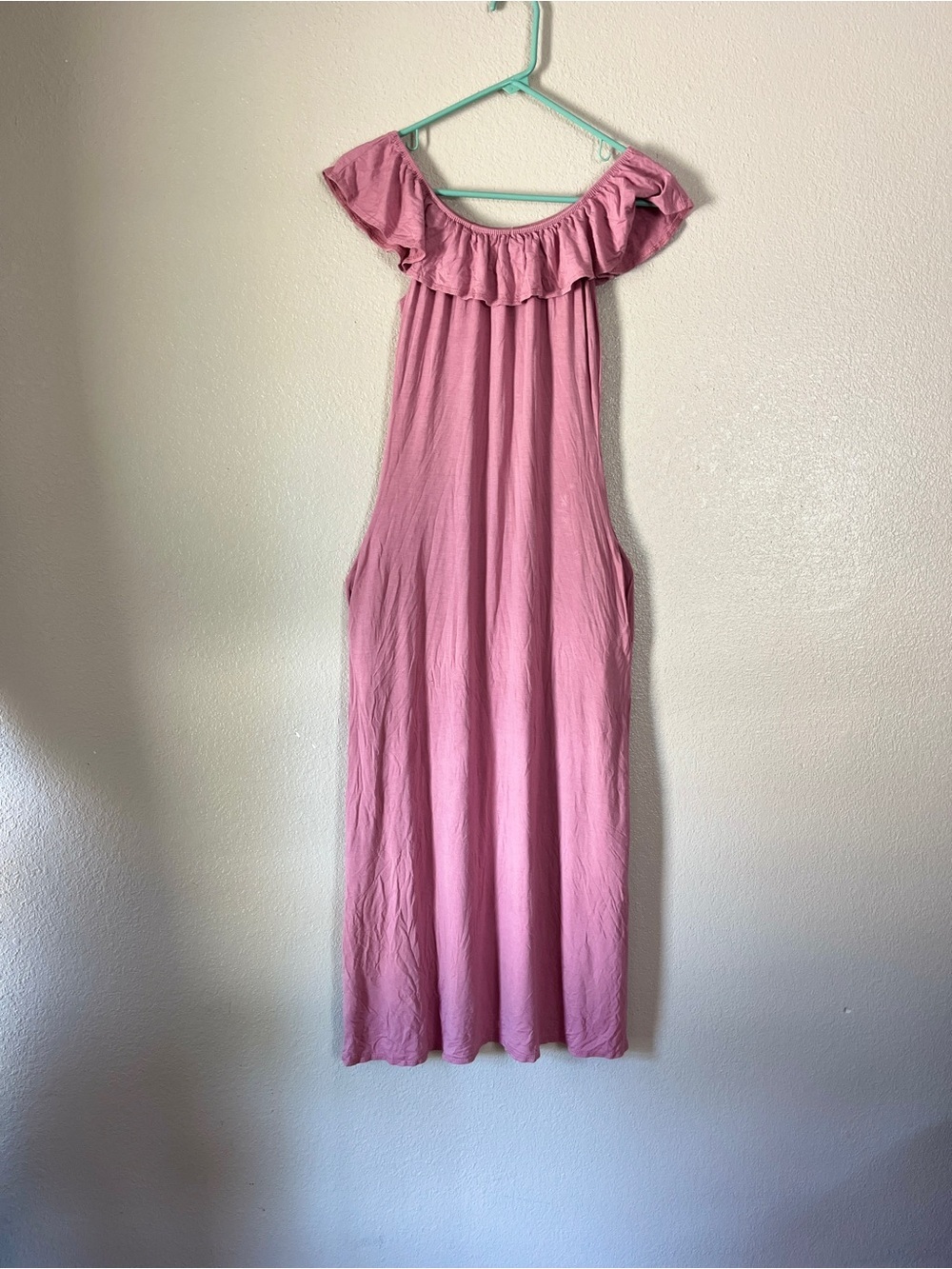 Pink Off-Shoulder Ruffle Maxi Dress - Picture 3 of 7